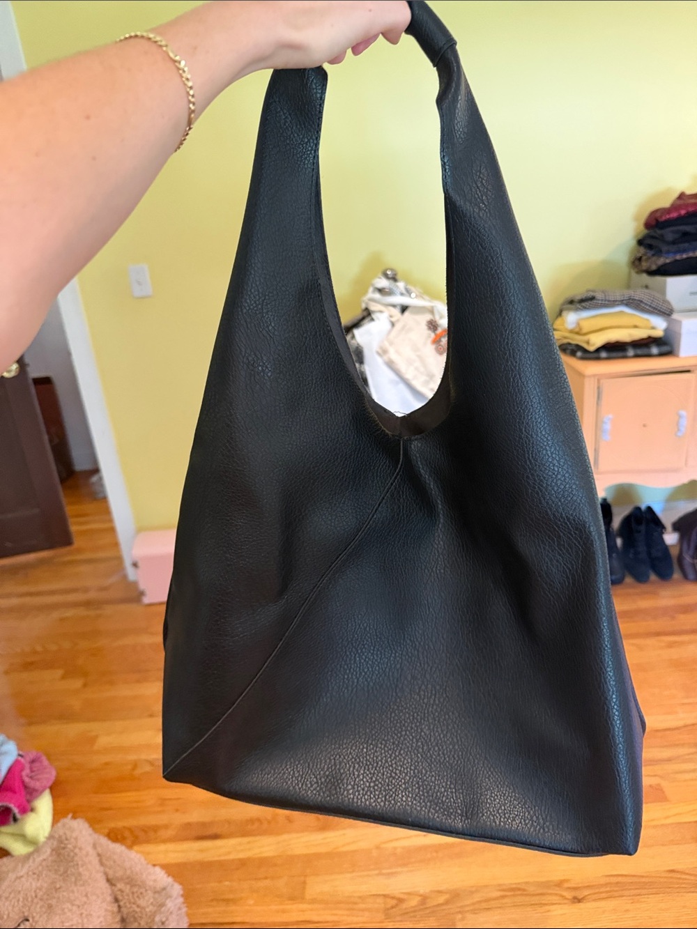 Banana Republic Black Pebbled Leather Hobo Tote